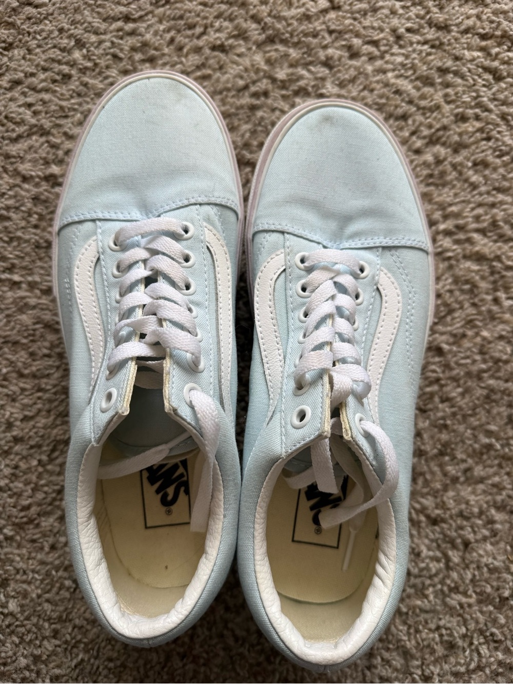 Vans Women's Pale Blue Canvas Low-Top Sneakers with White Sidestripe